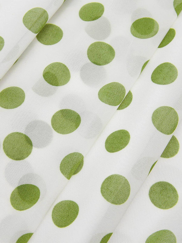 Green 1940s Schiffon Polka Dots Skirt — because 1940s glamour deserves an encore