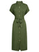 Green 1940s Solid Belted Slit Dress — vintage elegance for the modern woman