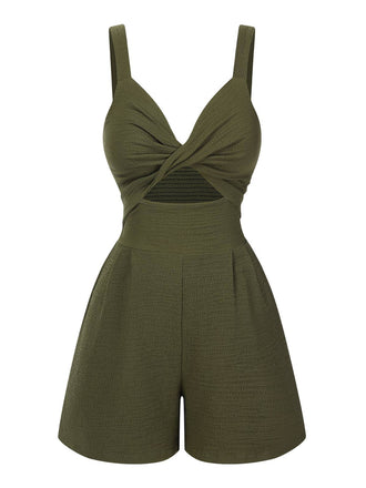 1940s Solid HollowOut Twisted Romper | 1940s | vintage romper, retro jumpsuit