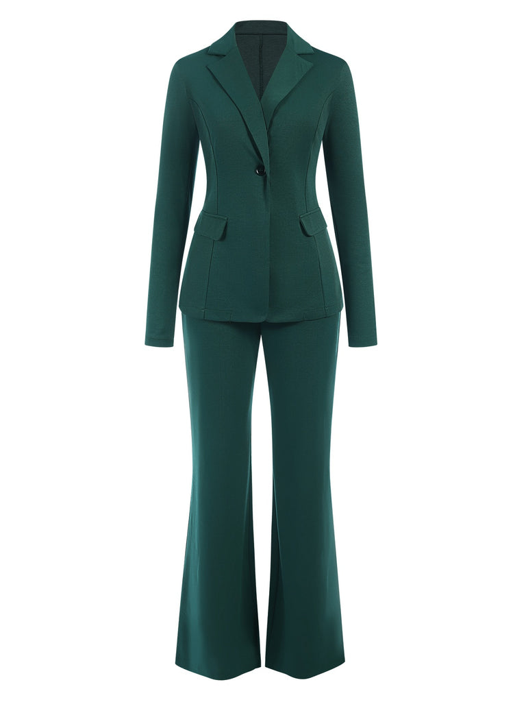 Green 1940s Solid Lapel One Button Suit - vintage fashion, retro style
