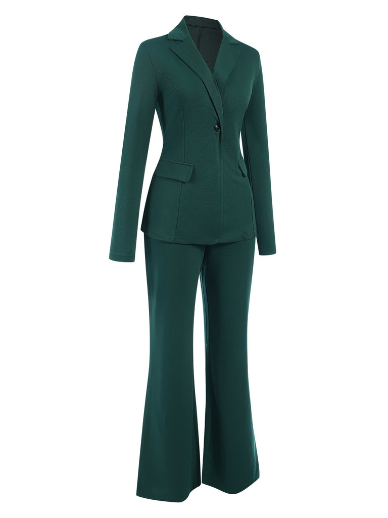 Green 1940s Solid Lapel One Button Suit, vintage fashion, retro style - perfect for women who love vintage and retro fashion