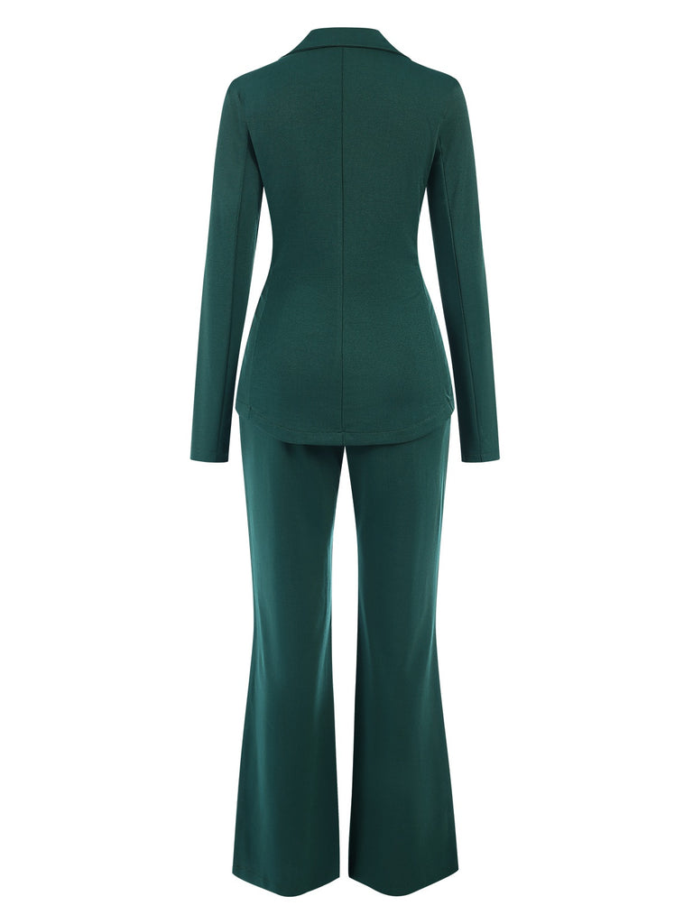 Green 1940s Solid Lapel One Button Suit, vintage fashion, retro style - perfect for women who love vintage and retro fashion