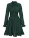 Green 1940s Solid Textured Bow Collar Dress, vintage dress, retro fashion - perfect for women who love vintage and retro fashion