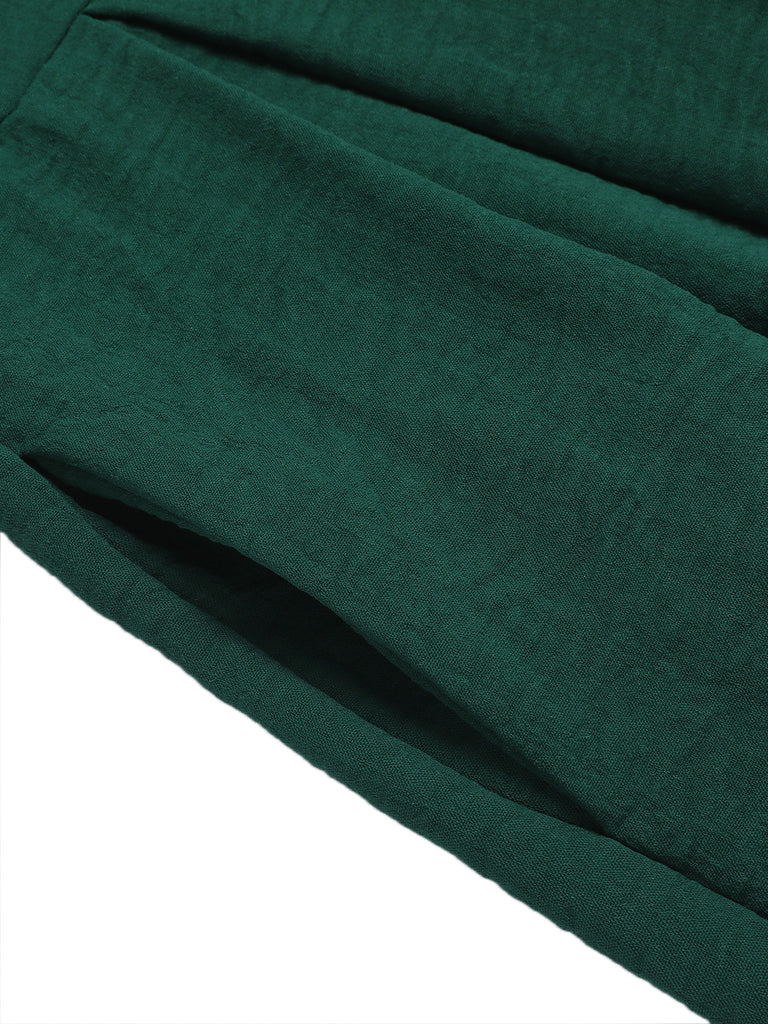 Green 1940s Solid V-Neck Wide-Leg Jumpsuit, vintage romper, retro jumpsuit - perfect for women who love vintage and retro fashion