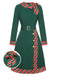 Green 1940s Stripe Patchwork Dress With Belt, vintage dress, retro fashion - perfect for women who love vintage and retro fashion