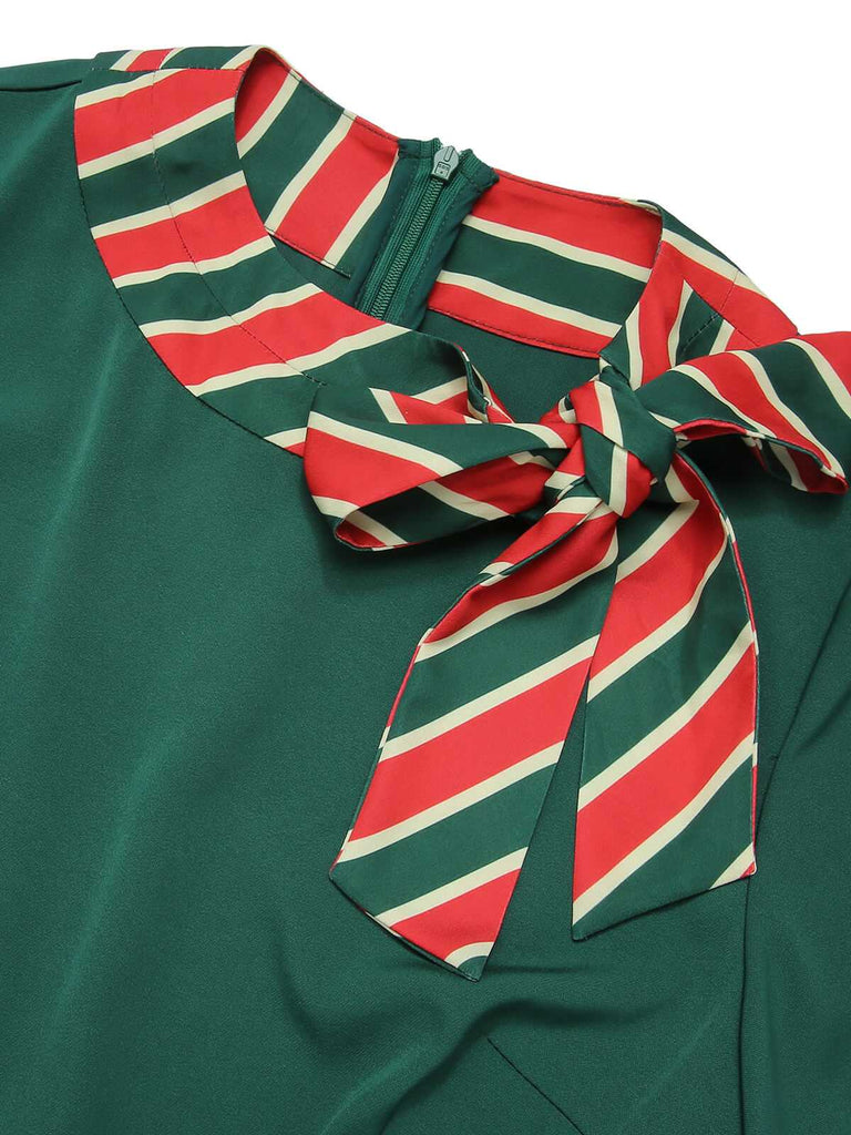 Green 1940s Stripe Patchwork Dress With Belt, vintage dress, retro fashion - perfect for women who love vintage and retro fashion