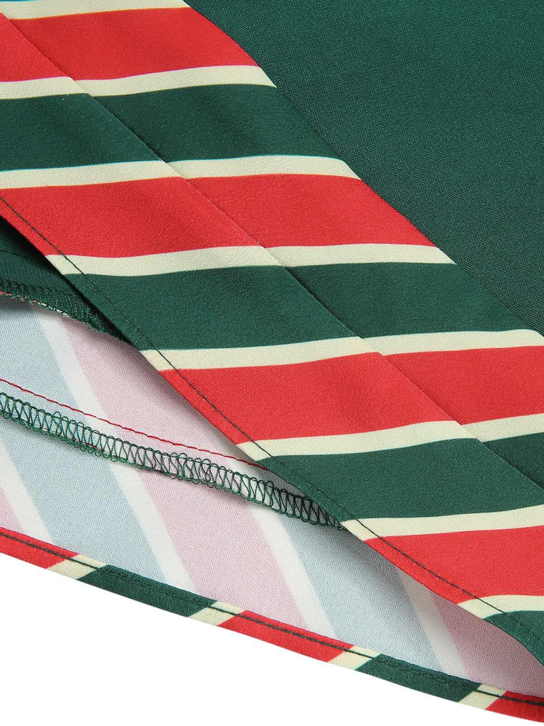 Green 1940s Stripe Patchwork Dress With Belt, vintage dress, retro fashion - perfect for women who love vintage and retro fashion