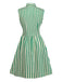 Green 1940s Striped Single-Breasted Sleeveless Dress | vintage dress, retro fashion, elegant style - perfect for retro fashion enthusiasts