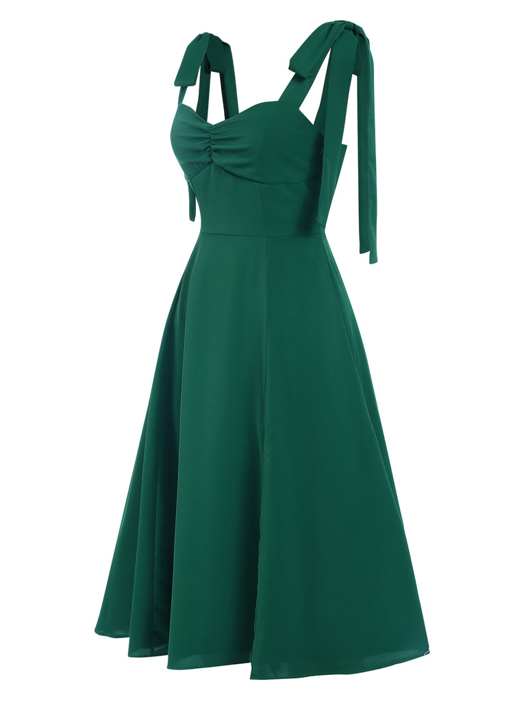 Green 1940s Sweetheart Neck Lace-Up Slit Dress, vintage dress, retro fashion, lace detail - perfect for women who love vintage and retro fashion