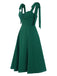 Green 1940s Sweetheart Neck Lace-Up Slit Dress, vintage dress, retro fashion, lace detail - perfect for women who love vintage and retro fashion