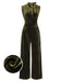 Green 1940s Tie Neck Velvet Jumpsuit, vintage romper, retro jumpsuit - perfect for women who love vintage and retro fashion