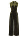 Green 1940s Tie Neck Velvet Jumpsuit, vintage romper, retro jumpsuit - perfect for women who love vintage and retro fashion