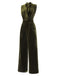 Green 1940s Tie Neck Velvet Jumpsuit, vintage romper, retro jumpsuit - perfect for women who love vintage and retro fashion