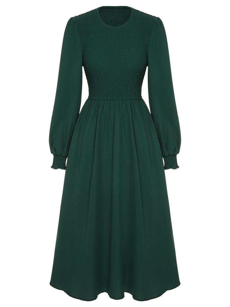 Green 1940s Top Elastic Regular Sleeve Dress — vintage elegance for the modern woman