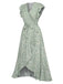 Green 1940s V-Neck Ditsy Floral Irregular Hem Dress: where 1940s romance meets her modern spirit