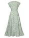 This Green 1940s V-Neck Ditsy Floral Irregular Hem Dress wraps her in 1940s elegance, one twirl at a time
