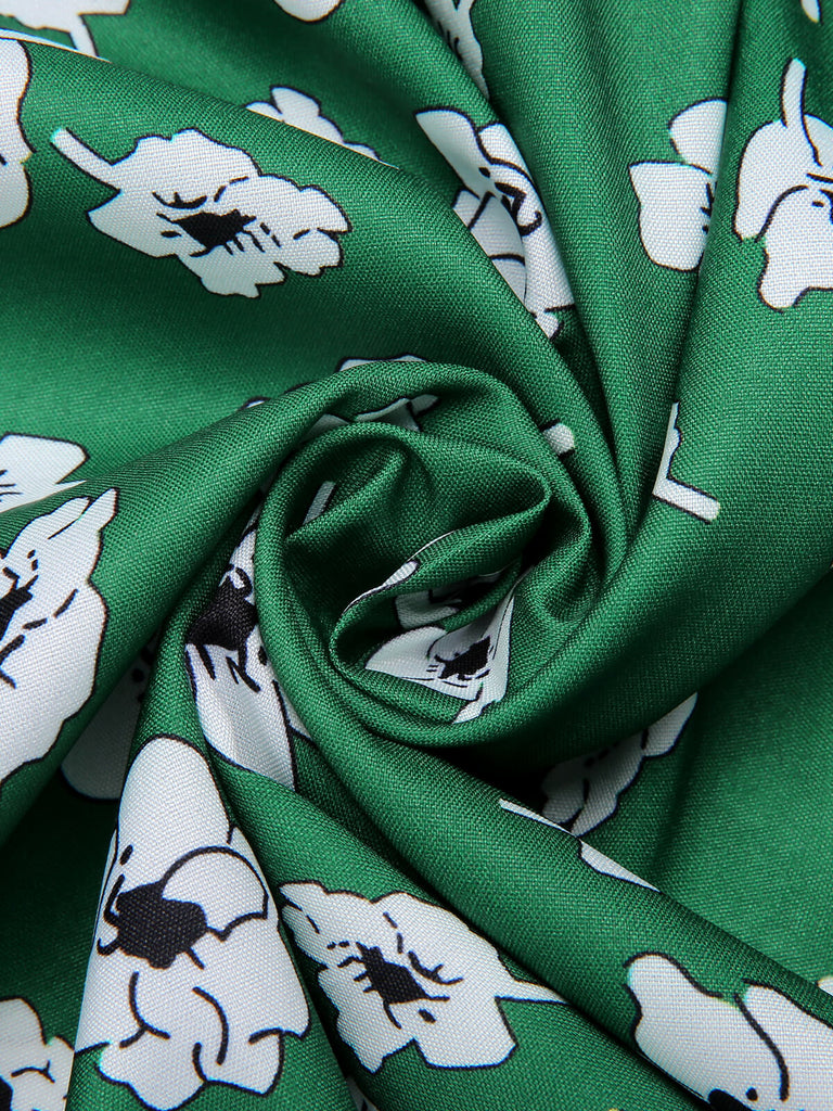 Green 1940s V-Neck Floral Dress, vintage dress, retro fashion, floral print - perfect for women who love vintage and retro fashion