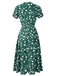 Green 1940s V-Neck Floral Dress: where 1940s romance meets her modern spirit