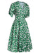 Green 1940s V-Neck Floral Dress, vintage dress, retro fashion, floral print - perfect for women who love vintage and retro fashion