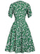 Green 1940s V-Neck Floral Dress, vintage dress, retro fashion, floral print - perfect for women who love vintage and retro fashion