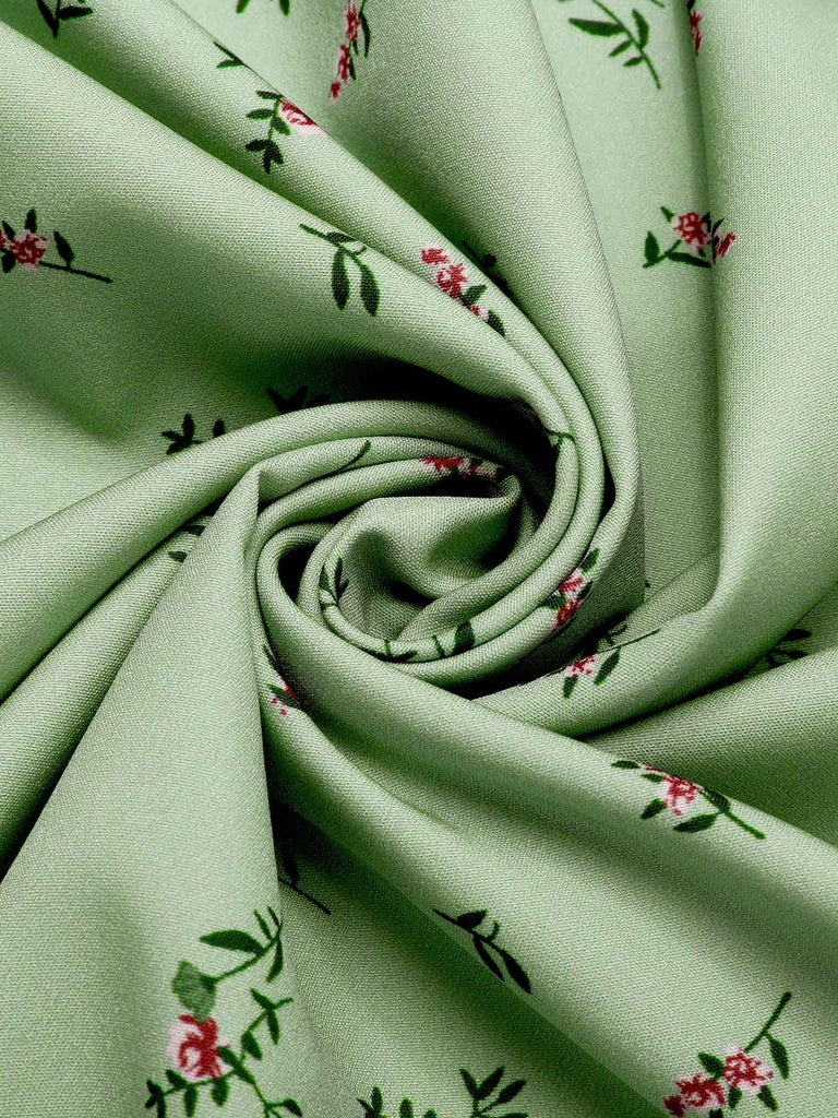 Green 1940s V-Neck Floral Lantern Sleeves Dress, vintage dress, retro fashion, floral print - perfect for women who love vintage and retro fashion