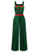 Green 1940s Velvet Button-Embellished Jumpsuit, vintage romper, retro jumpsuit - perfect for women who love vintage and retro fashion