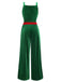 Green 1940s Velvet Button-Embellished Jumpsuit, vintage romper, retro jumpsuit - perfect for women who love vintage and retro fashion