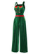 Green 1940s Velvet Button-Embellished Jumpsuit, vintage romper, retro jumpsuit - perfect for women who love vintage and retro fashion