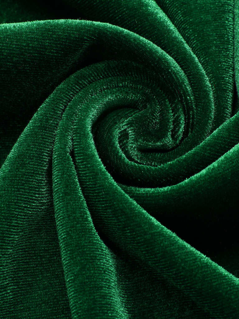 Green 1940s Velvet Button-Embellished Jumpsuit, vintage romper, retro jumpsuit - perfect for women who love vintage and retro fashion