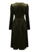 Green 1940s Velvet Deep-V Puff Sleeve Ruched Dress - vintage dress, retro fashion
