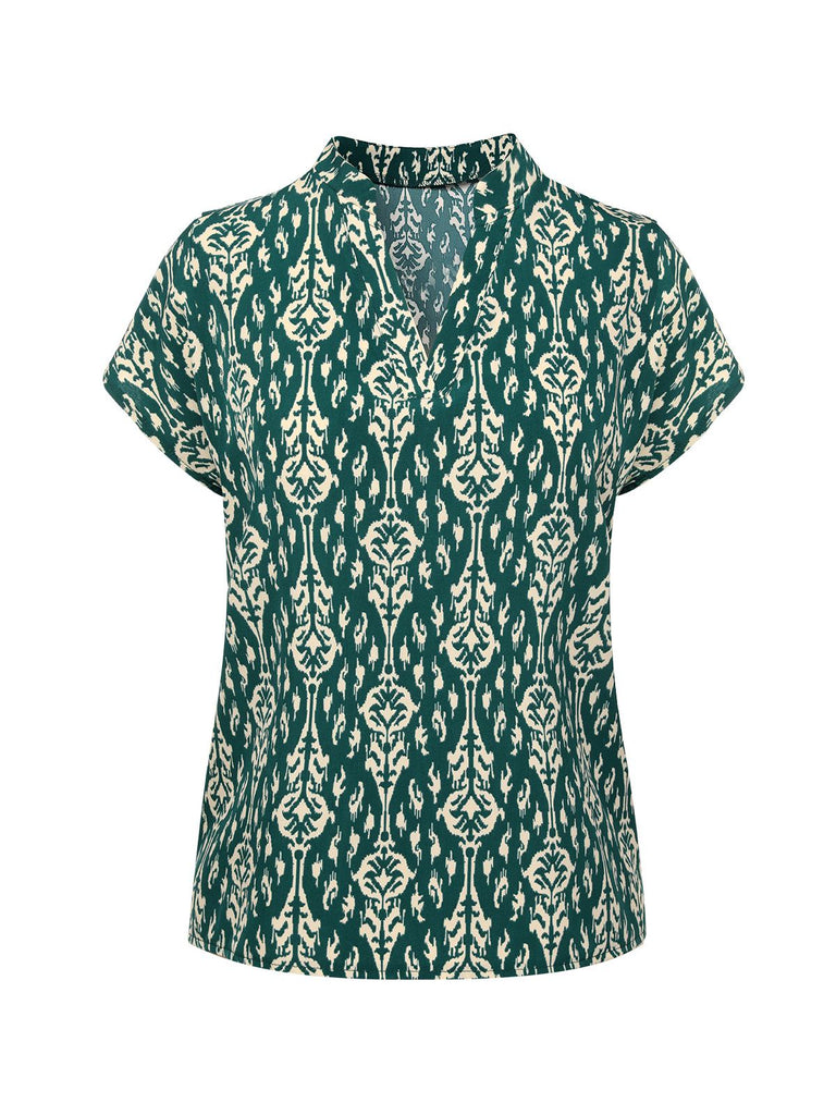 Green 1940s Vintage All-Over Print Blouse, vintage top, retro blouse - perfect for women who love vintage and retro fashion