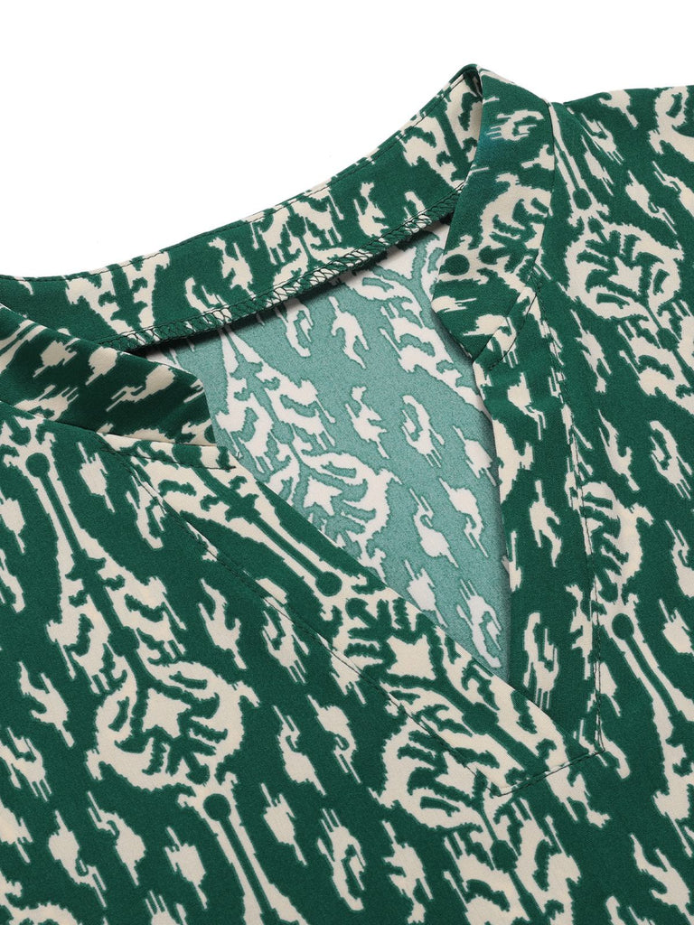 Green 1940s Vintage All-Over Print Blouse, vintage top, retro blouse - perfect for women who love vintage and retro fashion