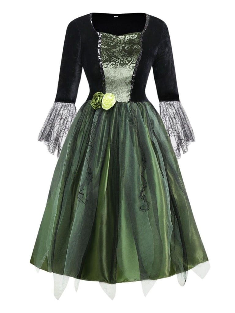 Green 1950s 3D Flower Wonderful Wizard Dress - vintage dress, retro fashion, rockabilly