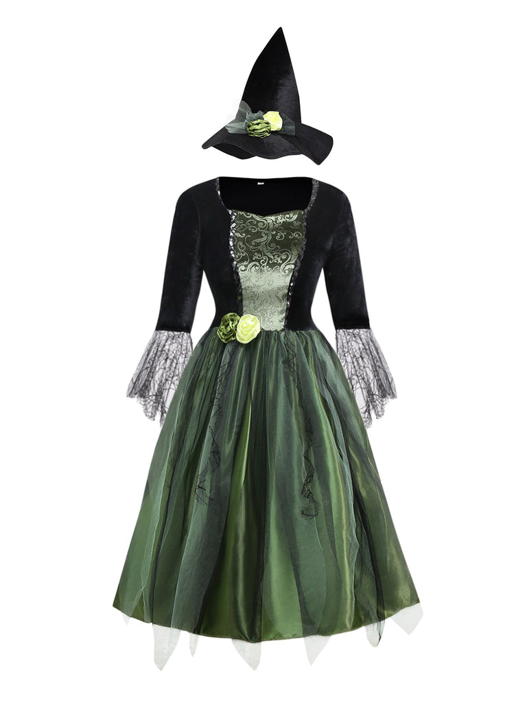 Green 1950s 3D Flower Wonderful Wizard Dress - vintage dress, retro fashion, rockabilly
