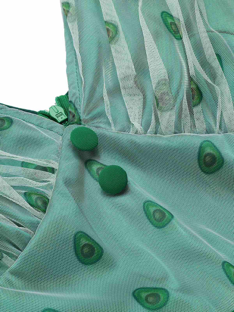 Green 1950s Avocado Mesh V-Neck Romper, vintage romper, retro jumpsuit - perfect for women who love vintage and retro fashion