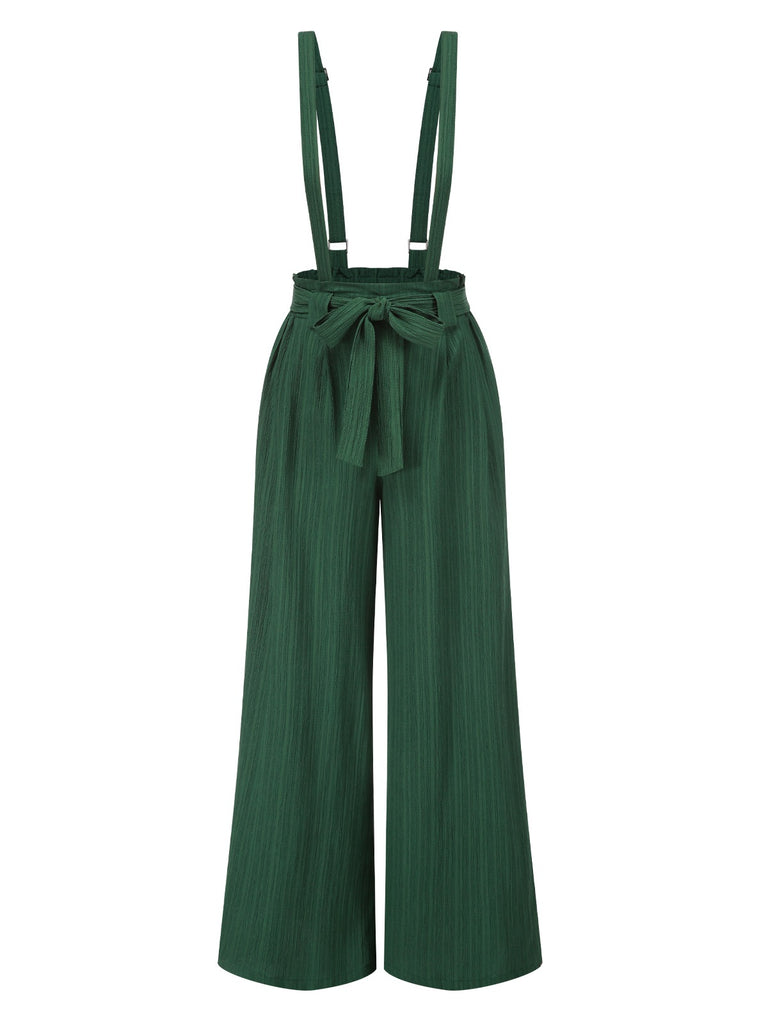 She adds this Green 1950s Belted Straps Wide-Leg Jumpsuit and suddenly it's 1950s perfection