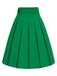 Green 1950s Bow Solid Belted Pleated Skirt - vintage skirt, retro style