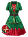 She pairs this Green 1950s Christmas Tree Top & Skirt with confidence and 1950s charm