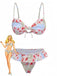Green 1950s Floral Ruffle Bikini Set - vintage swimwear, retro swimsuit, pin-up style for vintage lovers