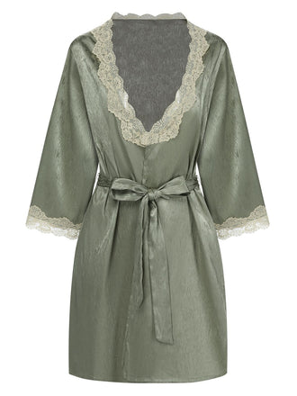 Green 1950s Guipure Lace Ruffled Hem Robe, vintage fashion, retro style - perfect for women who love vintage and retro fashion