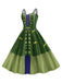 Green 1950s Halloween Double Straps Patchwork Dress: where 1950s romance meets her modern spirit