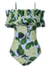 Green 1950s Hydrangea Floral Cold-Shoulder Swimsuit, vintage swimsuit, pin-up swimwear - perfect for women who love vintage and retro fashion