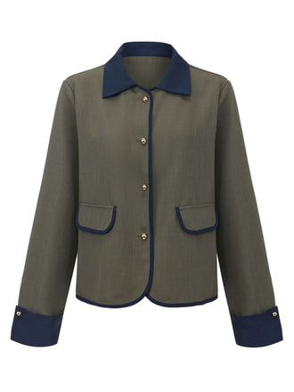 Green 1950s Lapel Colorblock Suit Jacket - vintage fashion, retro style