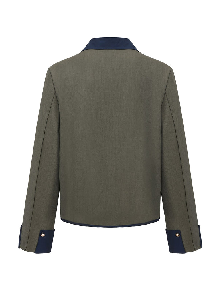 Green 1950s Lapel Colorblock Suit Jacket - vintage fashion, retro style