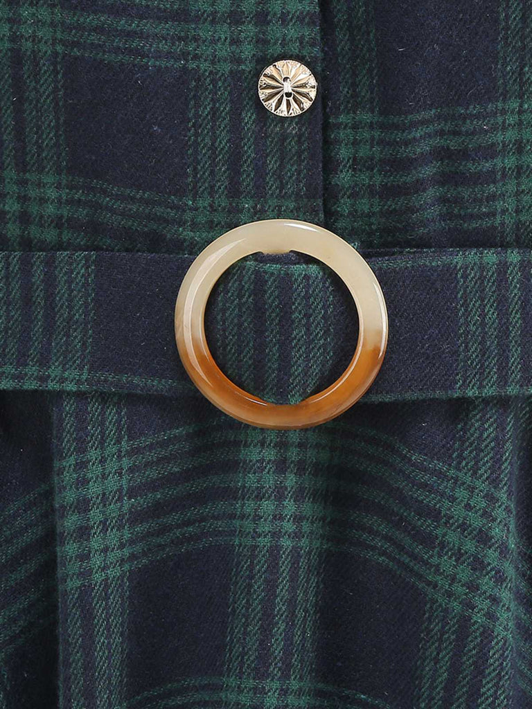Green 1950s Lapel Plaids Swing Dress — the kind of 1950s dress that makes strangers smile