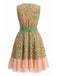 Green 1950s Leopard Sleeveless V-Neck Tie-Waist Tulle Dress - vintage dress, retro fashion, rockabilly, pin-up fashion for vintage lovers