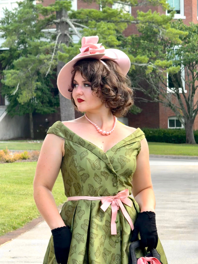 Green 1950s Off-Shoulder Vintage Dress, vintage dress, retro fashion, rockabilly, pin-up fashion - vintage inspired fashion