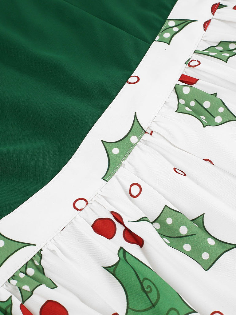 She slips into this Green 1950s Off-Shoulder Christmas Patchwork Dress and suddenly it's a 1950s daydream