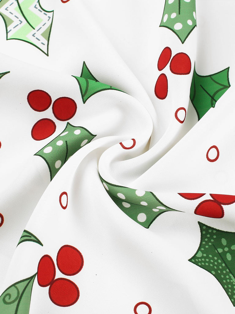 Green 1950s Off-Shoulder Christmas Patchwork Dress: where 1950s romance meets her modern spirit