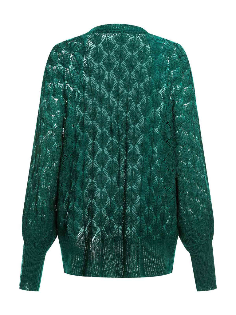 Green 1950s Open Front Crochet Cardigan, vintage fashion, retro style - perfect for women who love vintage and retro fashion